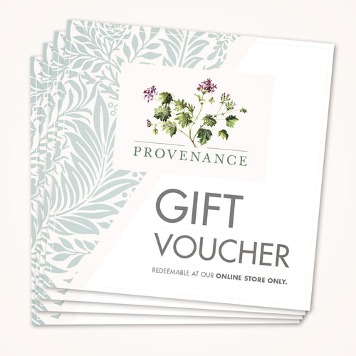 Stack of four generic Provenance gift vouchers.